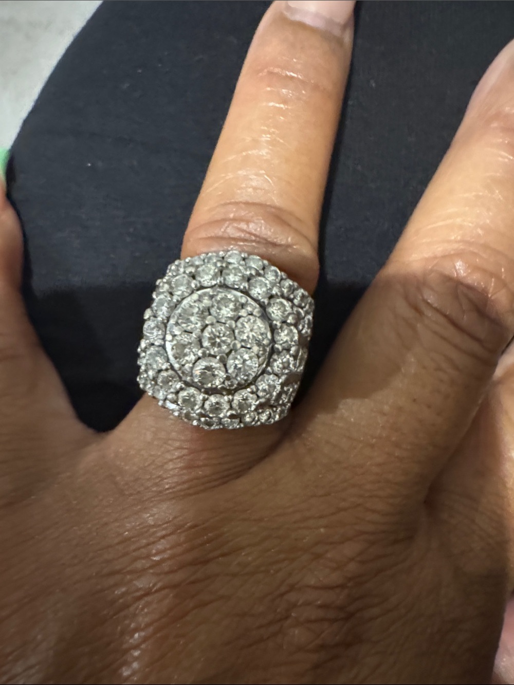 White Gold Cluster Style Wedding Ring - Women Jewelry